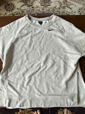 Nike Light Gray Crew Sweatshirt with Black Swoosh